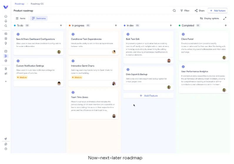 Now-next-later roadmap
