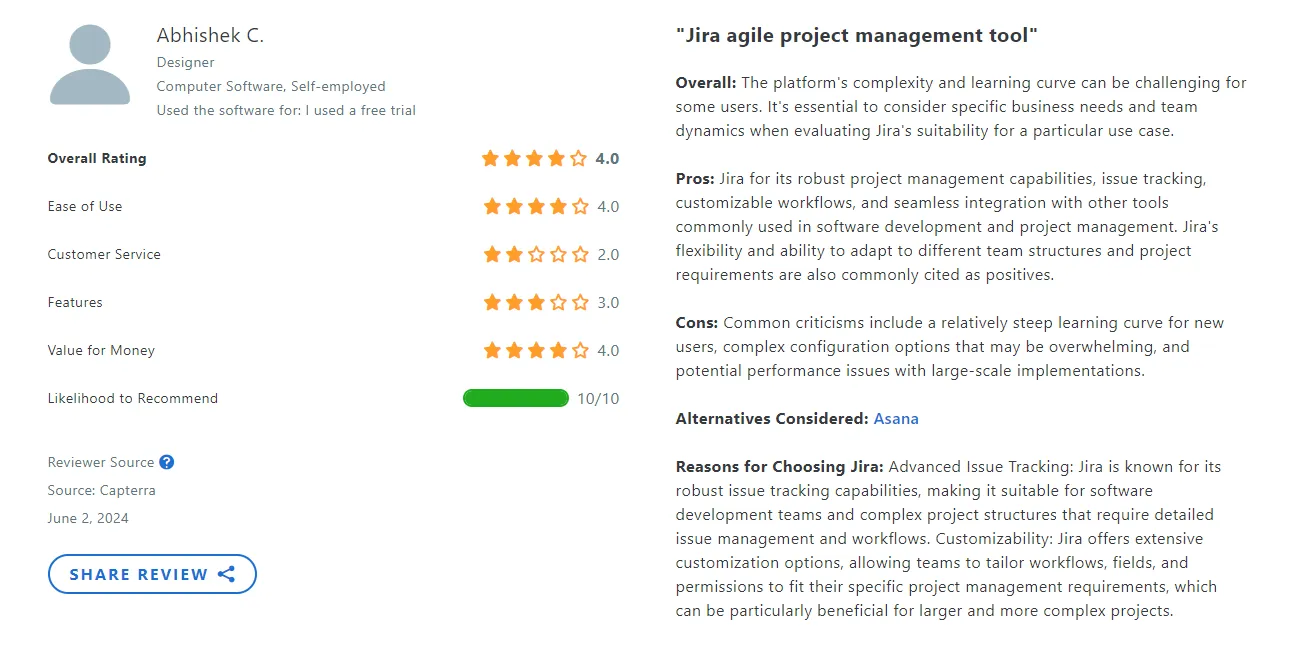 Jira user review