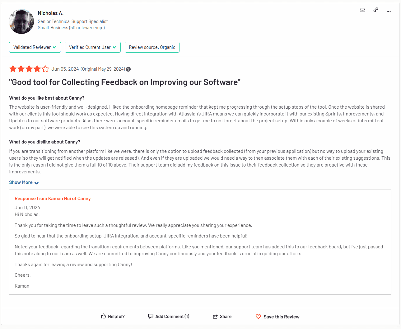 Customer review of Canny