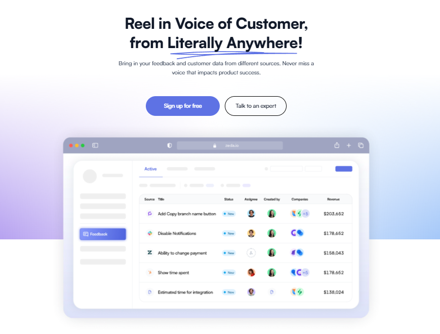Voice of Customer product management tool for product managers