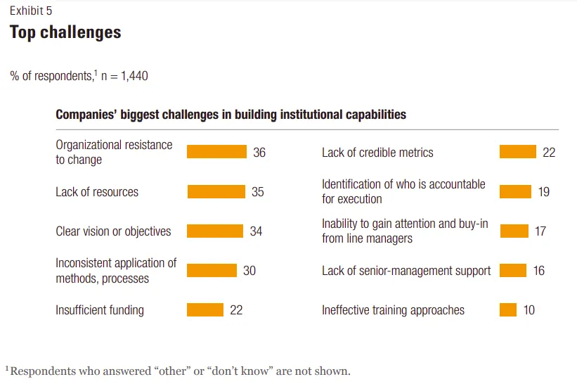 Chart showing biggest challenges in building institutional capabilities.